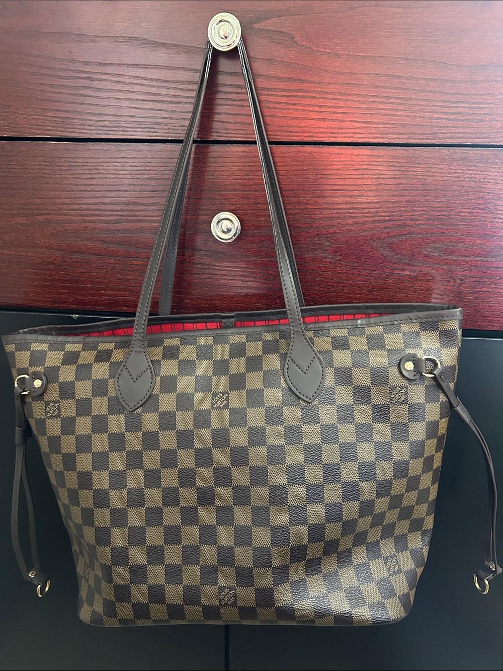 Louis Vuitton Brown Damier Ebene Check Canvas Tote - Picture 3 of 15
